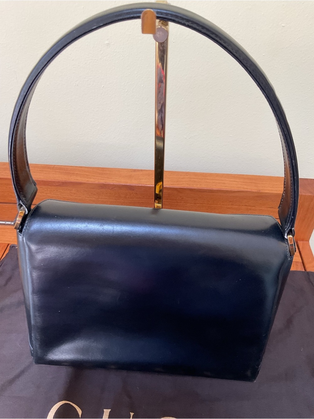 Gucci Vintage Kelly Black Leather Bag - Picture 2 of 9